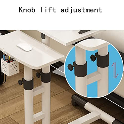 Overbed Table Overbed Table Portable Desk for Laptop with Wheels Adjustable Height Tilt Top and Mobile Rolling Stand Tilting Overbed Table Tray Bed Sofa Side - color: Natural