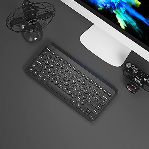 Compact Keyboard MouseCombo,JieruiDeng 79-Key Retro Mini Cute Computer Keyboard 2.4G USB Wireless and Silent Mice Set for Laptop Desktop PC iPad (Black) - color: Black