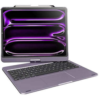Keyboard Case iPad Air 13 inch, Pro 13 and Pro 12.9" (6th-3rd Gen) Purple | Pekarejue 360 Rotatable, Trackpad, Backlit, Pencil Holder, Fit iPad Air 13 M4 M3 M2, M5 M4 Pro 13"/12.9" (6th 5th 4th 3rd ) - color: Metallic Purple, size: iPad Air/iPad Pro (13"/