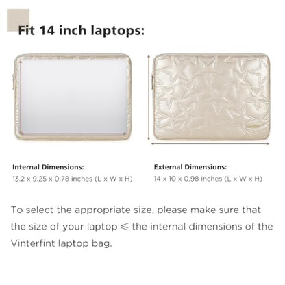 14 inch Laptop Sleeve Case for 14" MacBook Pro M5 M4, Surface Laptop Studio 2, ThinkBook 14 Gen 8, IdeaPad 3i, Yoga Slim 7X, Inspiron 14, 14.5" XPS 14, HP ThinkPad Notebook Bag, Champagne - color: Champagne, size: 14 inch / Macbook 14