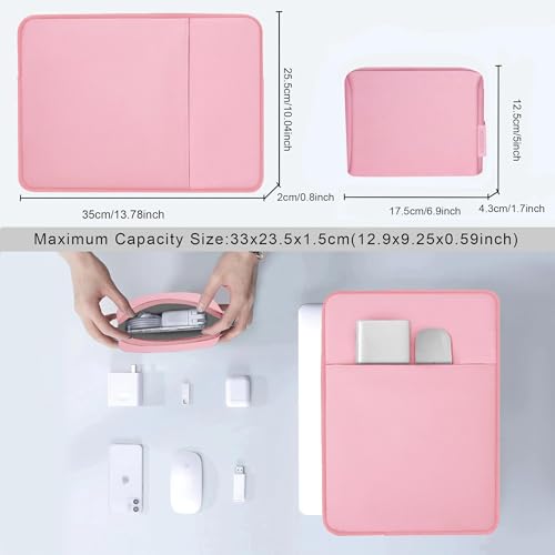 Hseok Laptop Case 13.3 14 inch Sleeve with Additional Case Compatible with MacBook Pro/Neo 14 inch M5/M4/M3/M2/M1 All Model of 13.3 Inch Mac Air/Pro, XPS 13 14 and More 13.3"-14" Notebooks,Pink - color: Pink