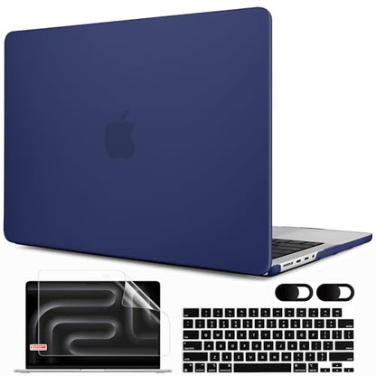 MEEgoodo for M5 MacBook Pro 16 inch Case 2026 2024 2023 2021 (Fit Model A3429/A3428/A3403/A3186/A2991/A2780/A2485) M5 M4 M3 M2 M1 Pro/Max, Laptop Case with Keyboard & Webcam Cover, Matte Navy Blue - color: Matte Navy Blue
