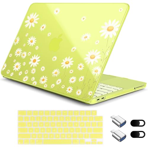 for MacBook Neo 13 Inch Case 2026 Release Model A3404, Cute Floral Aesthetic 1.2 mm Ultra Slim Hard Shell Cover, 6-in-1 Laptop Accessories Bundle for Women Girls, White Daisy - color: White Daisy