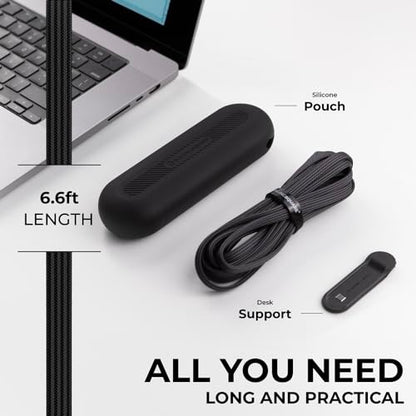 Rolling Square New inCharge XL 6-in-1, (3X Pack) Multi Charging Cable 100W Ultra-Fast Charging, Portable USB and USB-C Cable, 10Ft/3m, Black