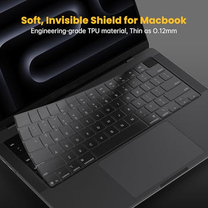 CaseBuy Keyboard Cover for 2026 2025 MacBook Pro 14" & 16" M5 M4 M3 Pro/Max | MacBook Pro Accessories, Ultra Thin Invisible High Transparency Keyboard Skin, Spill & Dsut Resistant TPU Protector Tinted - size: MacBook Pro 14"(2021-2026)