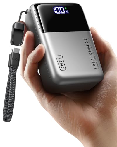 INIU Laptop Power Bank, Smallest 25000mAh 100W Fast Charging Battery Pack | USB C-Cable, Flight-Safe, Travel Essentials, Portable Charger for MacBook Pro, Dell, Steam Deck, iPhone etc, Metallic Silver - color: Metallic Silver