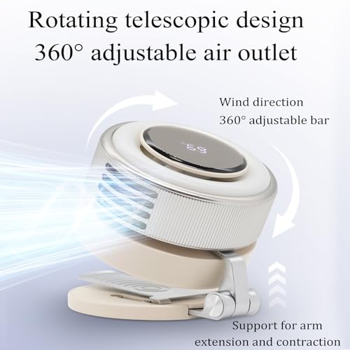 Clip On Fan, Bladeless Wearable Fan with Magnetic Attachment, USB Rechargeable Personal Fan for Shirt Waist, 360° Rotating, 4 Speeds, Travel Essential for Camping, Cruise Outdoor