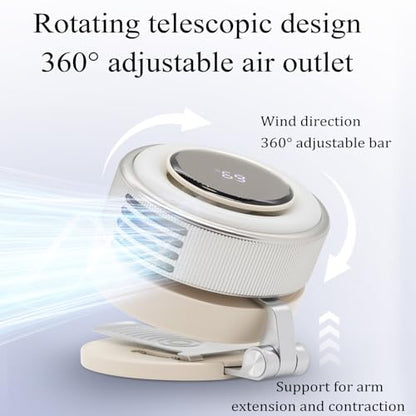 Clip On Fan, Bladeless Wearable Fan with Magnetic Attachment, USB Rechargeable Personal Fan for Shirt Waist, 360° Rotating, 4 Speeds, Travel Essential for Camping, Cruise Outdoor