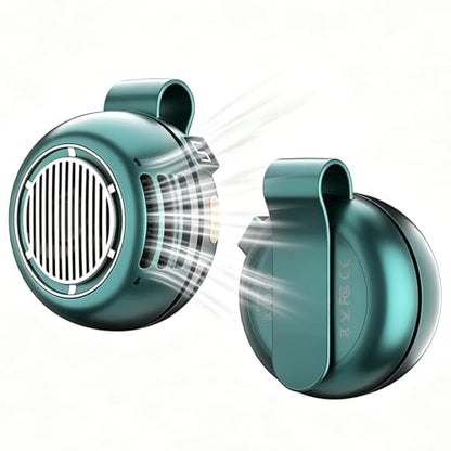 Portable Silent Mini Bladeless Fan Clip On, 2026 Upgrade Adjustable 5 Speed, LED Digital Display, 360° Rotatable, USB Rechargeable, For Outdoor, Travel, Office (Green) - color: Green