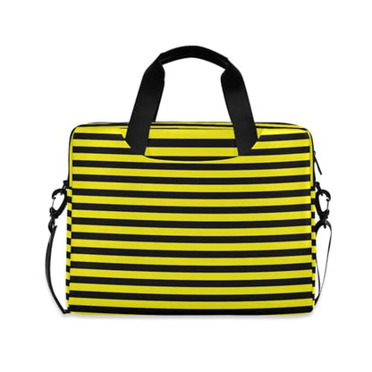 Laptop Zipper Case Portable Crossbody Messenger with Handle and Shoulder Strap 15.6 inch Computer Case Yellow Black Stripe