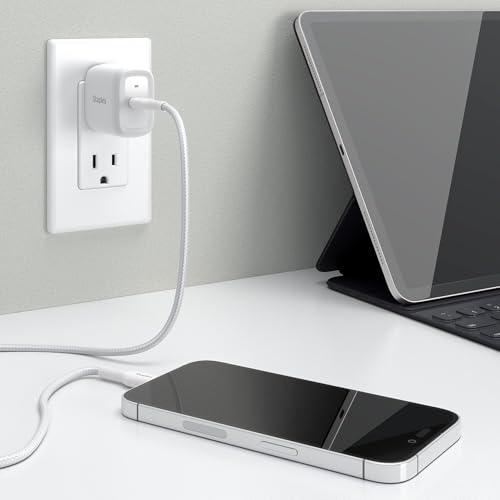 Staples TECH GaN USB-C Wall Charger with Cable, 30W, White, Fast Charging Power Adapter for Phones/Tablets - style: 30 Watt