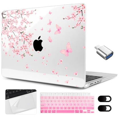 MEEgoodo Compatible with MacBook Pro 14 inch Case (M5/M4/M3/M2/M1) Pro/Max 2026 2025 2024 2023 2021, Case Fit Model A3427/A3426/A3434/A3112/A3401/A3185/A2918/A2992/A2779/A2442, Cherry Blossoms - color: Cherry Blossoms