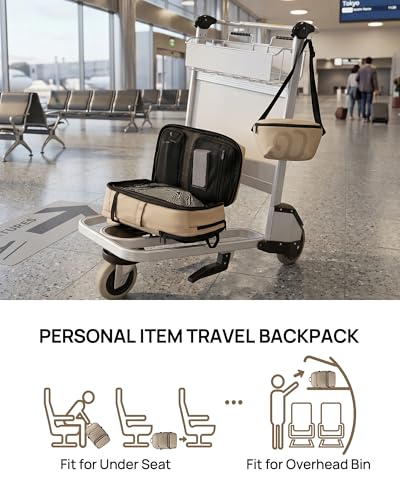 NINETYGO Casual Backpack for Men & Women, Brown | Airline Approved Carry On, Waterproof, 24.7L, Detachable Shoulder Bag, Fits 15.6 Inch Laptop - color: Brown