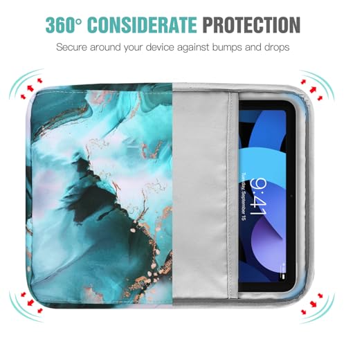 TiMOVO 9-11" Tablet Sleeve Bag Carrying Case with Strap, Cloud Peacock Blue | Fits iPad A16 11", Pad Air 11/5th & 4th 10.9", 10th Gen/10.2", Galaxy Tab A11 Plus, Multi-Pocket, Handle, Padded Protection - color: Ac-Cloud Peacock Blue, size: 9-11