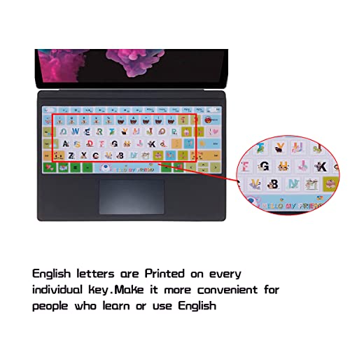 HRH English Silicone Keyboard Cover Skin for Microsoft Surface Pro | With Surface Pro 4, Pro 5 2017, Pro 6 2018, Pro 7 2019,12.3-inch Surface Pro 6,Dustproof,Soft-Touch,Ultra Thin,Animal World - color: Cartoon animal world