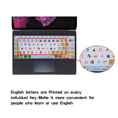 HRH English Silicone Keyboard Cover Skin for Microsoft Surface Pro | With Surface Pro 4, Pro 5 2017, Pro 6 2018, Pro 7 2019,12.3-inch Surface Pro 6,Dustproof,Soft-Touch,Ultra Thin,Animal World - color: Cartoon animal world