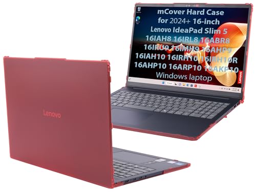 mCover Case ONLY Compatible for 2024-2026 16" Lenovo IdeaPad Slim 5 16AHP10 16ARP10 16AKP10 16IRH10 16IAH10 16IRU9 16ABR8 Series Windows Computers(NOT for Other Lenovo Models)- Red - color: Red