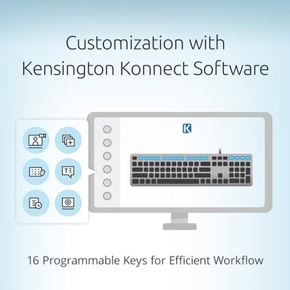 Kensington KB515 USB-C Wired Keyboard, QWERTY Full-Size Layout, Quiet Scissor-Switch Keys, Programmable, Copilot Hotkey, USB-A Adapter Included, Compatible with Windows, Black (K75410NA) - size: Full size, style: Wired