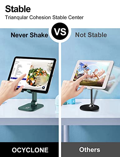 OCYCLONE Phone Stand, Adjustable Height and Angle Foldable Cell Phone Stand Holder for Desk, Taller iPhone Stand Compatible with 4.7"-13" Smartphones iPad Tablet, Green - color: Green