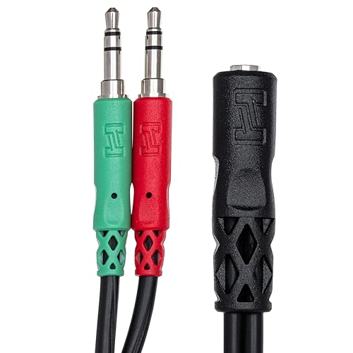Hosa YMM-107 Headset/Mic Breakout Cable, 3.5 mm TRRSF to Dual 3.5 mm TRS