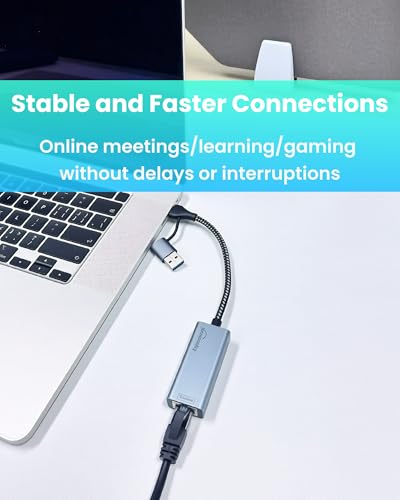 2.5G USB Ethernet Adapter, 2-in-1 USB-C&USB-A to RJ45 Network Adapter Compatible with Laptop/PC, Windows, Mac, Linux,Plug & Play - style: 2.5G Ethernet Adapter