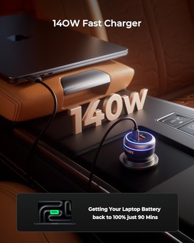 230W USB C Fast Car Charger PD140W/PPS63W/QC45W, 3-Ports Mutiple Car Charger Adapter, 12-24V Cigarette Lighter Adapter, Fast Charging for iPhone/MacBook/iPad/Laptop/Samsung/Pixel/Android