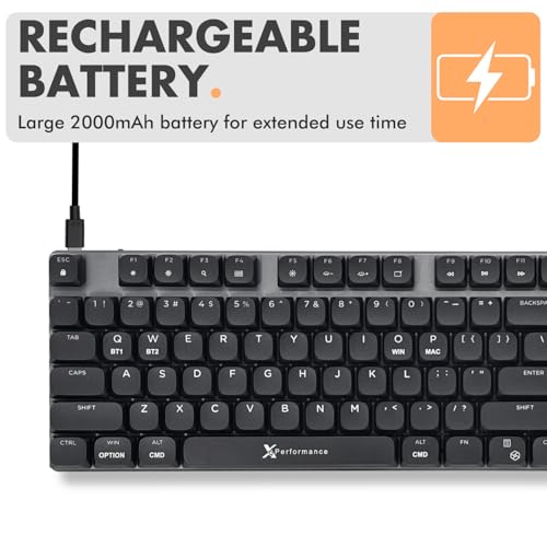 X9 Slim Mechanical Keyboard Wireless – Low Profile Red Switches, Triple Mode (Bluetooth + 2.4GHz + USB), Full Size 107-Key with Number Pad, Backlit, Rechargeable – Quiet Typing for Mac and PC