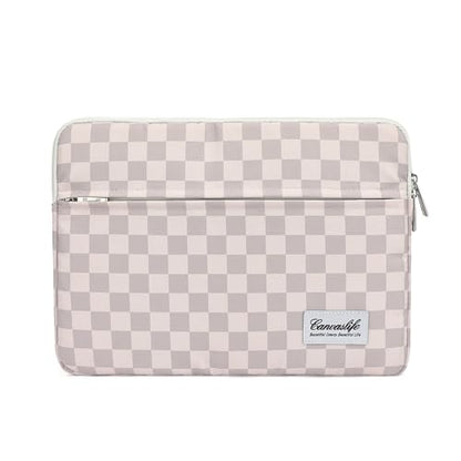 Canvaslife Neutral Checker Pattern 13 inch Canvas Laptop Sleeve with Pocket 13 inch 13.3 inch Laptop 13 case13 Sleeve - color: Neutral Checker, size: 13 inch/13.3 inch