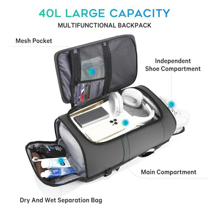 BANGE Large Luggage backpack Backpack, 40L Travel Laptop Backpack Fits 17.3 Inch Notebook, Traveling Luggage Backpack,Carry On Rucksack with Water Bottle Holder for Traveling, Hiking, Business - color: Grey