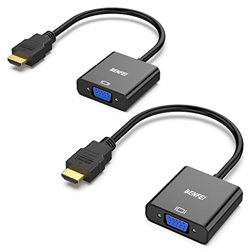 BENFEI HDMI to VGA 2 Pack, Gold-Plated HDMI to VGA Adapter (Male to Female) for Computer, Desktop, Laptop, PC, Monitor, Projector, HDTV, Chromebook, Raspberry Pi, Roku, Xbox and More - Black - style: 2 Pack