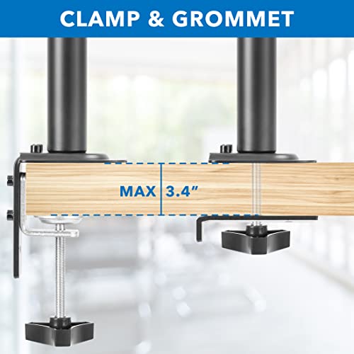 Mount-It! Laptop Desk Mount with Monitor Arm, Dual Laptop and Monitor Stand, Fully Adjustable, VESA Compatible, Ventilated Tray, Fits 13-32" Screens and Laptops up to 17", Clamp & Grommet Base