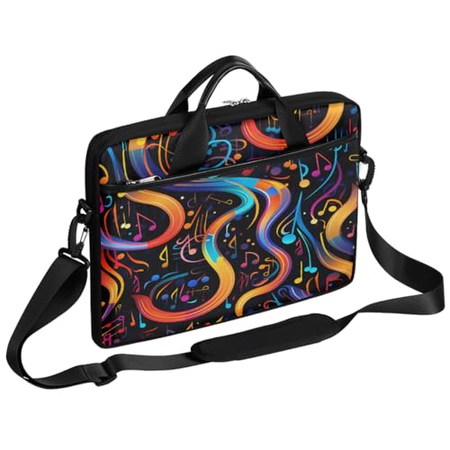 Laptop Shoulder Bag for Women Men, Waterproof Computer Case Messenger Bag Briefcase for Business Office Travel - color: Music Note Colorful