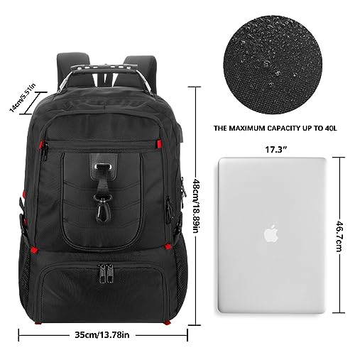 Boy School Backpack with Shoe Compartment,Gym Backpack with 17.3 inch Laptop Compartment for Men Women,Teens Bookbag College Student Travel Mochilas Escolares para Adolescentes - size: 17.3in