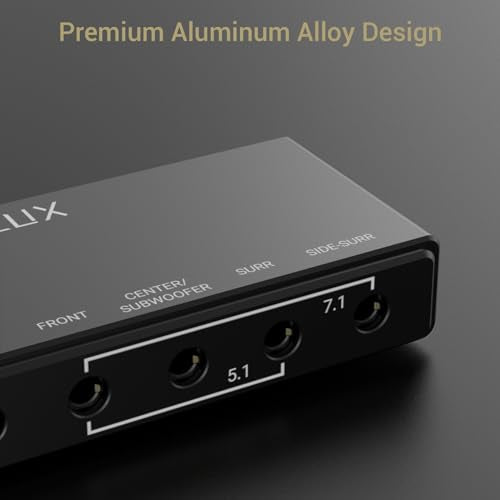 7.1 USB Surround Sound Card- 48KHz-384KHz Sample Rate for Headphones, Full Aluminum Alloy USB A External Sound Card for Laptop PC-Supports Line-in & Stereo Mic in