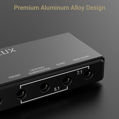 7.1 USB Surround Sound Card- 48KHz-384KHz Sample Rate for Headphones, Full Aluminum Alloy USB A External Sound Card for Laptop PC-Supports Line-in & Stereo Mic in