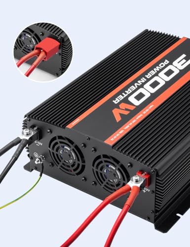 POTEK 3000W Power Inverter 4 AC Outlets DC 12V to 110V AC Car Inverter with 2 USB Port Black - size: 3000W-MSW