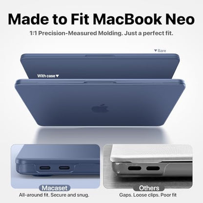 Macaset for MacBook Neo Case 13 inch 2026 (A18 Pro, Model A3404) - Indigo | Scratch & Fingerprint | ResistantPrecision 1:1 Fit | True-to-Original Color | Matte Hard Shell, Blue Cover - color: Indigo Clear