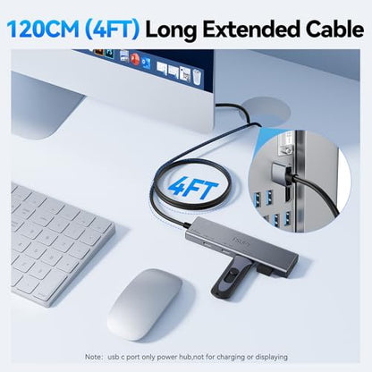 USB HUB 3.2, TSUPY USB 3.0 HUB 10Gbps USB 3.2 Gen 2 USB HUB with 4 Multi USB Ports, 4FT Extended Cable HUB for MacBook Air/Pro,Laptop,PC and More - size: 10Gbps 4 USB 3.2 Ports (USB A x2 + USB C x2)
