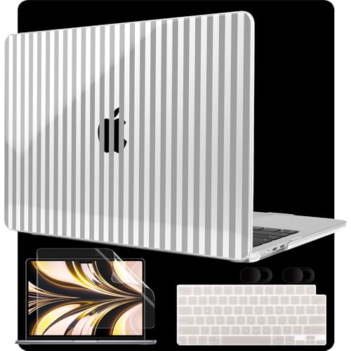 MEEgoodo Case for M5/M4/M3/M2 MacBook Air 13 inch Case 2026 2025 2024 2022, Fit Model A3449/A3240/A3113/A2681, Laptop Hard Shell Compatible with MacBook Air 13.6-inch, Gray Stripes - color: Gray Stripes