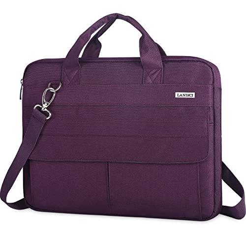 LANDICI Laptop Bag Case 15.6 Inch with Shoulder Strap, Slim Waterproof Computer Sleeve Cover Compatible with MacBook Pro 15/16, MacBook Air 15, 15-16 Inch HP Acer Dell Lenovo Laptop, Women, Purple - color: Purple, size: 14-15.6 Inch