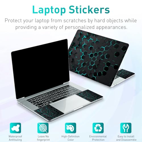 12.1-15.6 Inch Laptop Skin Decal, Universal Reusable Vinyl Laptop Cover Sticker, Waterproof Art Decal Protector in Black Honeycomb - color: Black Honeycomb