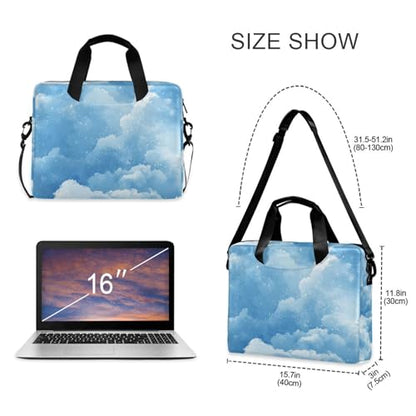 Laptop Zipper Case Portable Crossbody Messenger with Handle and Shoulder Strap 15.6 inch Computer Case Cloud Blue Sky