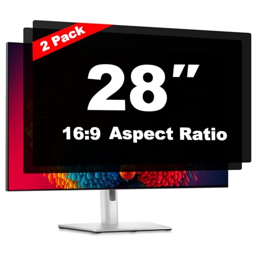28 Inch Computer Privacy Screen Shield 2 Pack for 16:9 Widescreen Desktop | Anti-Glare Blue Light Privacy Filter; Anti Spy Privacy Screen Protector Film - size: 28 Inch (Diagonal) - 16:9 Aspect Ratio