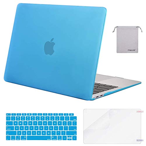 MOSISO Compatible with MacBook Air 13 inch Case M1 2021 2020 2019 2018 | A2337 A2179 A1932, Protective Hard Shell&Keyboard Cover&Screen Film&Pouch for MacBook Air 13.3 inch Case, Aqua Blue - color: Aqua Blue