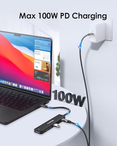 LENTION 7-in-1 USB C Hub, 4K@60Hz HDMI, 100W PD, Card Reader, USB 3.0 & 2.0 | Plug and Play, Stable Driver 3.0 Certified, for macOS, iOS/iPadOS, Windows & ChromeOS (CB-CE18, Black) - color: Black