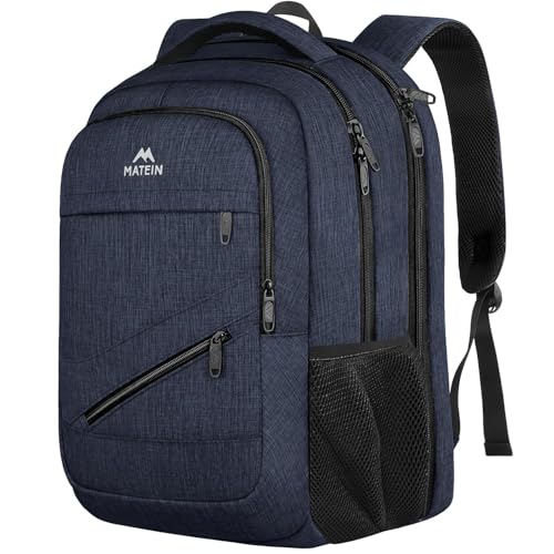 MATEIN Extra Large Laptop Backpack for Men, 50 L Travel Carry On Backpack | TSA Approved Backpack with Trolley Sleeve, Waterproof Business Work Bag Fits 18 Inch Computer Notebook, Dark Blue - color: Dark Blue, size: 18 Inch
