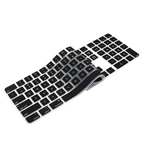 ProElife Ultra Thin Silicone Keyboard Cover Skin for 2023-2021 Magic Keyboard with Touch ID and Numeric Keypad Model-A2520 U.S Enter Protector (3 Keys ON The Left of The Space BAR) (Black) | Black, Non-interference Design for ID Key, Dust-proof, Silicone