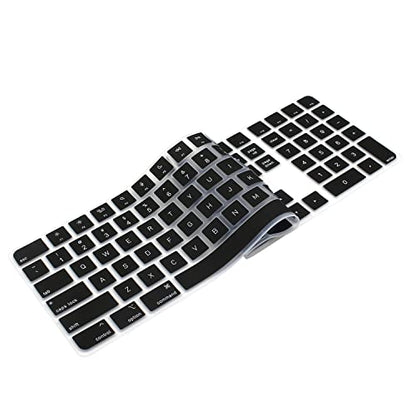 ProElife Ultra Thin Silicone Keyboard Cover Skin for 2023-2021 Magic Keyboard with Touch ID and Numeric Keypad Model-A2520 U.S Enter Protector (3 Keys ON The Left of The Space BAR) (Black) | Black, Non-interference Design for ID Key, Dust-proof, Silicone