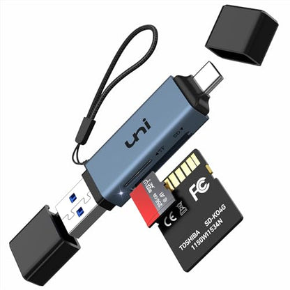 SD Card Reader, uni High-Speed USB C to Micro SD Card Adapter USB 3.0 Blue | Dual Slots, Memory Card Reader for SD/Micro SD/SDHC/SDXC/MMC, Compatible with MacBook Pro/Air, Chromebook, Android Galaxy - color: Midnight Blue