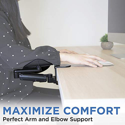 Mount-It! Adjustable Arm Rest for Desk, Ergonomic Elbow & Forearm Support, Height Adjustable Full Motion Rotating Desk Arm with Clamp-On Base for Computer & Keyboard Use, Steel Construction (MI-7145)